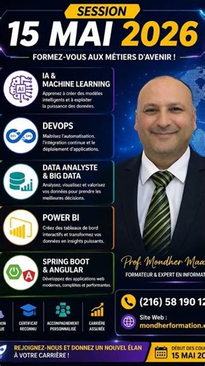 IA MACHINE LEARNING DEVOPS BIG DATA POWER BI SPRING BOOT ANGULAR : mondherformation.com