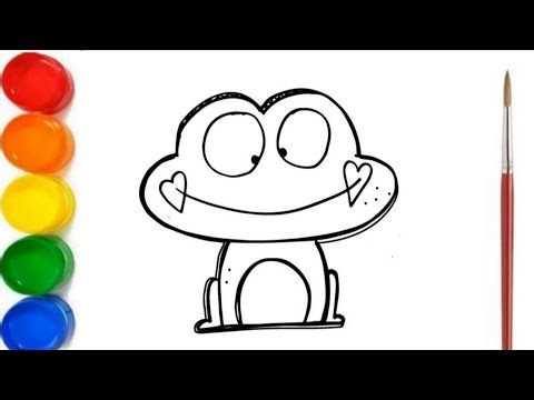 Cute Frog Drawing and Coloring for Kids | Easy Step by Step