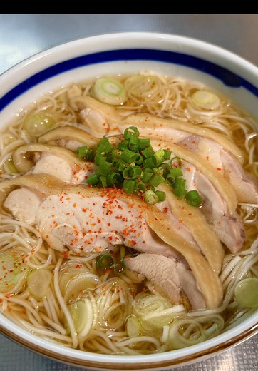 温かい鶏出汁生姜ネギ素麺のレシピ