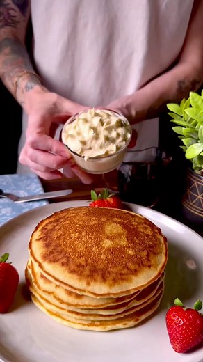 Full Recipe Below! Whipped Maple Butter Pancakes! Make sure to hit that follow button! These pancakes are so delicious & taste AMAZING. Plus Whipped Maple Butter is the best addition to not only pancakes but to toast, croissants and everything else you’d normally put butter on. Save these recipes for later and hit that follow button! You’ll Need: 1 Egg 2tsp vanilla extract 1/4tsp baking soda 1/2tsp salt 1/4cup sugar 2cups flour 1 3/4 cup milk 1/4cup melted butter FOR WHIPPED MAPLE BUTTER 1stick 