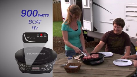 Nuwave Portable Induction Cooktop Flex, 10.25-inch Shatter-Proof Ceramic Glass and Large 6.5-inch Heating Coil, 3 Wattage Settings 600, 900 & 1300 Watts, Hot