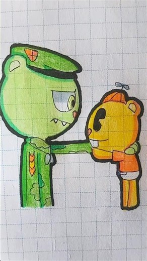 Fliqpy con los niños #htf #happytreefriends #fliqpy #dibujos #drawing #shortvideo
