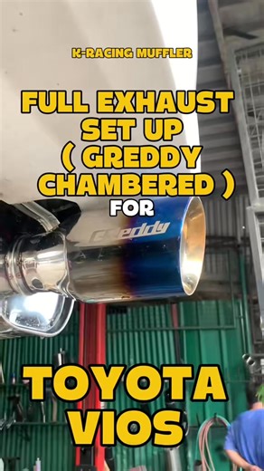 FULL EXHAUST SET UP ( GREDDY CHAMBERED )FOR TOYOTA VIOS!!🔥❗️: we are located at K-Racing Muffler 25 C Sumulong Hwy, Antipolo, 1870 Rizal. #KRacingMuffler #FullExhaust #fypシviralシ2024 #fypシ | K-Racing Muffler