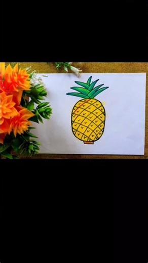 Simple & Easy Pineapple Drawing Tutorial for Beginners 🍍🎨 #Shorts