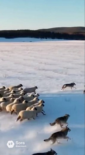 🐺🐑 Drone Captures Wolf Pack Attacking Sheep