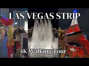 [4K] Las Vegas Strip Walk at Night- Las Vegas Showgirls Bellagio Fountain Show #lasvegas #vegas