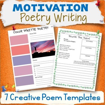 Motivation Poetry Templates Worksheets 7 Types of Poems Writing SEL Activities 