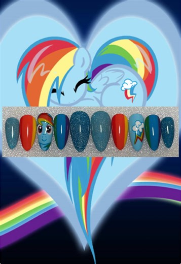 My Little Pony Rainbow Dash Inspired Nail Art