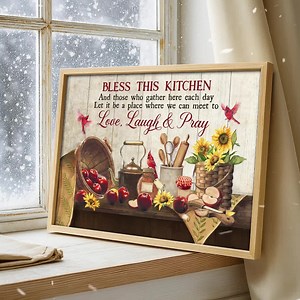 Bless This Kitchen Canvas Art: Rustic Farmhouse Kitchen Blessing - Etsy
