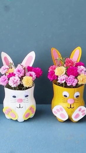 DIY Bunny Shaped Flower Pots - Handmade Flower Pot Ideas