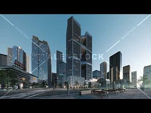 Hyperlapse time lapse of construction city. Construction of a large area with skyscrapers