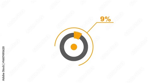 9% circle diagrams Infographics animation design, 9 Percentage pie charts. Business data visualization dashboard for statistics and reports in 4K video Animation