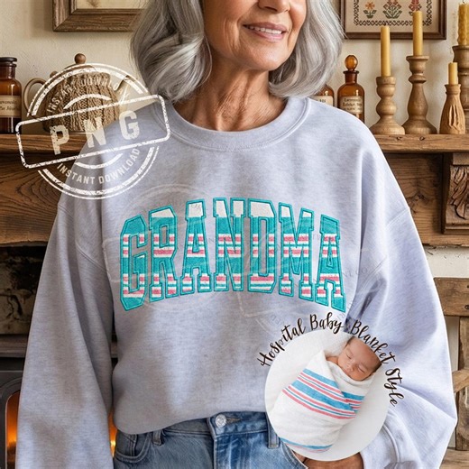 Grandma PNG Baby Blanket Design, Hospital Stripe Grandma Shirt Design, Mothers Day Sublimation PNG, Trendy Grandma Graphic, Varsity Grandma - Etsy