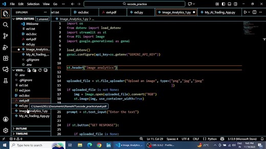 #ai #generativeai #artificialintelligence #python #pythondeveloper #streamlit #googlegemini #geminiapi #imageanalytics #computervision #machinelearning #techinnovation #softwareproject | Shantanu Deshmukh