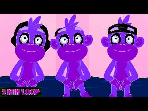 🐒 Five Little Monkeys Jumping on the Bed [3 MIN LOOP] Remix Sound Versions | Fun Kids Nursery Rhymes