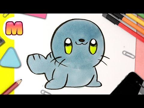 HOW TO DRAW A KAWAII SEAL ❤️ Kawaii animal drawings ❤️ Easy step-by-step drawings