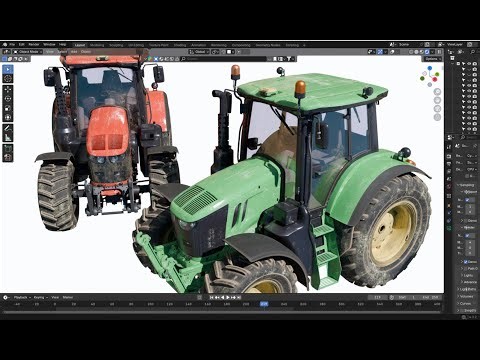 Tractor 3D modeling process.( John Deere). Blender timelapse.