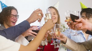 Happy Multiethnic Colleagues Toasting With Champagne And Wine And Drinking At The Office Party 3 | Free Stock Video Footage