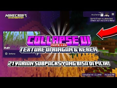 BEST MCPE UI TEXTURE PACK 1.21!! COLLAPSE UI CLEAN, COOL & LIGHT + 21 SUBPACK VARIANTS!