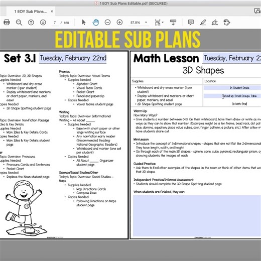 Editable ⭐️⭐️⭐️ Sub Plans "These are extremely comprehensive and easy to follow for the subs, while still being interactive and engaging for the students." -Michaela D. https://www.teacherspayteachers.com/Store/Education-To-The-Core/Category/-No-Prep-Sub-Plans-558356 | Education to the Core