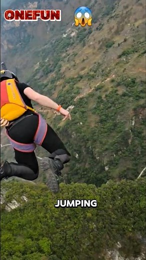 Precision BASE Jump and landing with parachute #BASEJumping #jumping #ParachutePrecision #POVJump