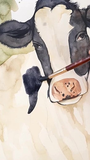 watercolor cow painting
