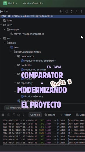 Parte 2 del tiktok de comparator 👏👽 en donde modernizamos el proyecto a una versión de Java más reciente 🗣️ comparing() es un método estático de la interfaz Comparator que sirve para crear un comparator de forma más sencilla, indicando qué atributo quieres usar para ordenar. Se introdujo en Java 8 para evitar escribir comparadores largos. Antes de Java 8: ❌ Mucho código boilerplate. Después: Comparator.comparing(Persona::getEdad) Más funcional, más limpio y más legible. #java #programacion #p