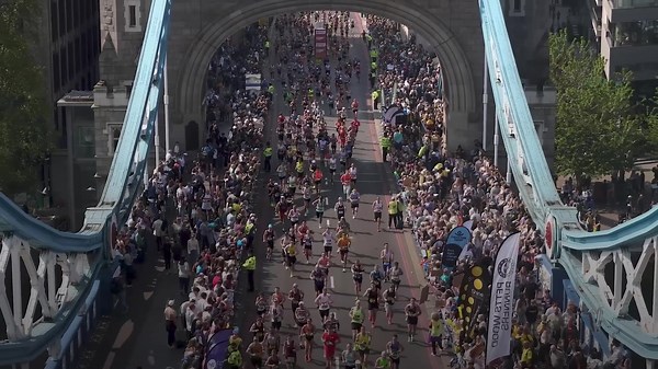 London Marathon runners' joy as they cross finish line