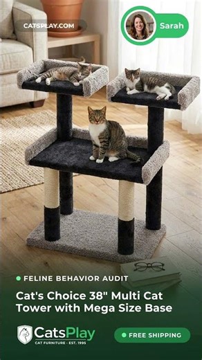 Cat's Choice 38" Multi Cat Tower with Mega Size Base— Expert Audit | CatsPlay
