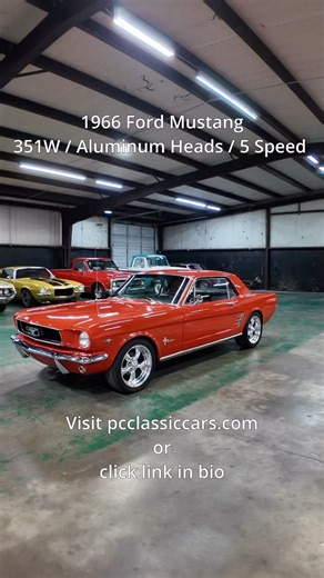 89K views · 923 reactions | For Sale: 1966 Ford Mustang / 351W / Aluminum Heads / 5 Speed Click the link to view this vehicle on our website: https://www.pcclassiccars.com/inventory/1966-ford-mustang-351w-aluminum-heads-5-speed | PC Classic Cars | Facebook