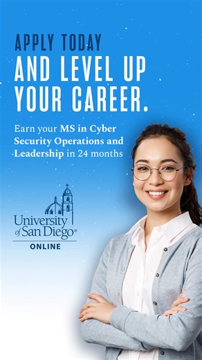 Apply today and get one step closer to earning an MS in Cyber Security Operations and Leadership from USD Online. Learn cutting-edge cybersecurity leadership skills and help tackle the biggest cyber threats companies face. | USD Master of Science in Cyber Security