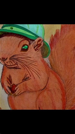 🐿️ Alerte Météo : L’écureuil qui y croyait trop ! ☀️☔ Salut les colorieurs et colorieuses ! Je vous présente mon petit protégé du jour🐿️ Comme vous pouvez le voir, the cute little squirrel🐿️ est un grand optimiste : il a dégainé son plus beau bob au cas où le soleil🕶️☀️ ferait une apparition surprise... Bon, vu la grisaille de ce début de semaine, c'est pas gagné 😂 Pour lui donner vie (et essayer d'attirer le soleil ☀️ par la pensée), j'ai fait un petit cocktail de techniques : 🐿️Le pelage