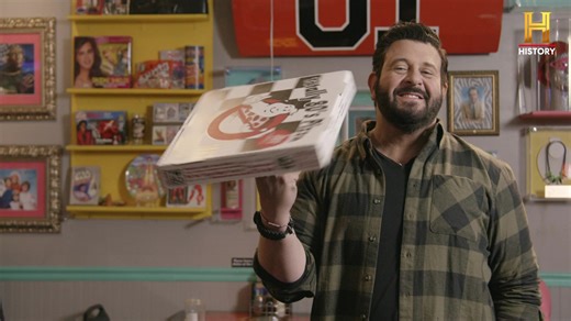 Adam Richman drops by Totally 80's Pizza for the History Channel. | Totally 80's Pizza & Museum