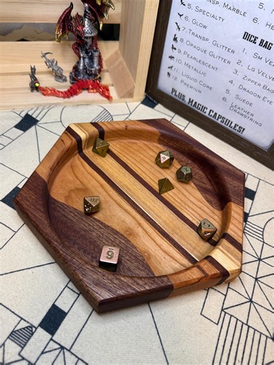 Handcrafted Wooden Dice Tray | Solid Wood TTRPG Rolling Tray | Valet - Etsy