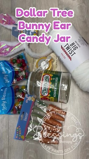 Diy Dollar Tree Bunny Ear Candy Jar #easycrafts #dollartreediy #blessingscrafttherapy #eastercrafts #repurposed #springcrafts #upcycledcrafts | Blessings Craft Therapy