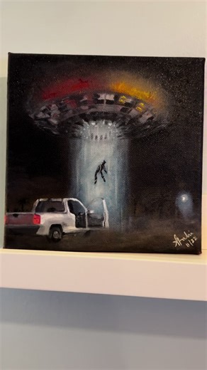 ‏Bye #alien #ship #oilpainting #abduction #painting #small