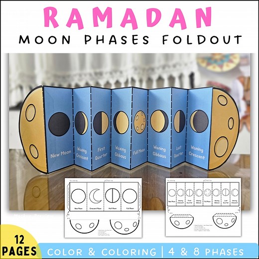 Ramadan Moon Phases Foldout | 4 and 8 Phases Interactive Craft | Cut & Paste, Writing | PDF - Etsy