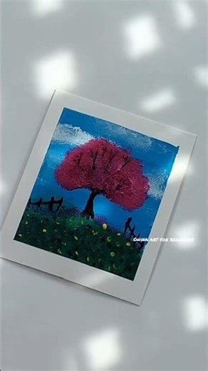 "🌸 Easy Pink Tree Acrylic Painting Tutorial for Beginners | Stunning & Simple! 🎨" #foryou #acrylic