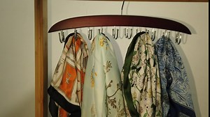 Belt Hanger Organizer, Upgraded Tie and Belt Organizer, 20 Hooks Wooden Belt Rack for Storage, 360°Rotating Space Save Belts Organizer for Tie, Tank Top, Scarf, Stored Up to 60 Belts-Red