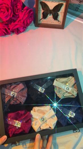 Pack de 4 bragas para mujer, brillantes y con strass A , 8 colores