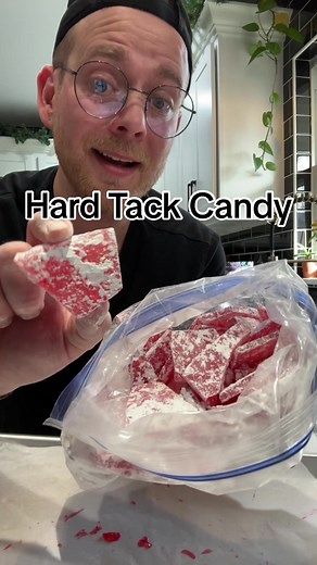 Hard Tack Candy reminds me of the cherry suckers 😁 #easyrecipe #sweet #candy #fyp Hard Tack Candy 3 1/2 C. Sugar 1 C. Lite Corn syrup 1 C. Water Food coloring 1 C. Powdered Sugar .125oz Flavoring oil (I used Cherry) Add sugar, corn syrup, and water to a heavy saucepan over medium high heat mix and bring mixture to 295°F. Stirring occasionally. Use a candy thermometor to check your temperature because at 280°F you want to add coloring, mix. Once sugar mixture reaches 295° turn off heat and mix i