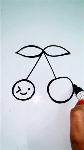 Draw a cherries 🍒 #howtodraw #kidsdrawing #shorts ‪@PalakEducationArts‬