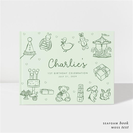 Personalized First Birthday Party Guest Book for Baby, Toddles, Kids, Color Options, BB031 - Etsy