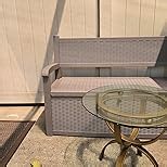 LHBcraft 70 Gallon Lockable Outdoor Storage Bench Waterproof, Deck Box Bench for Patio, Porch, Garden, Poolside, Stores Tools & Pool Supplies, Heavy-Duty Outdoor Bench with Storage, Black