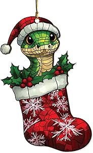 Snake Ornaments for Christmas Tree - Acrylic Decor and Gifts for Snake Lovers, Women, Men