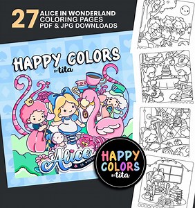 Alice Coloring Book, Coloring Pages With Alice in Wonderland Characters, Relaxing Pages for All, Fairy Tale Coloring Book - Etsy