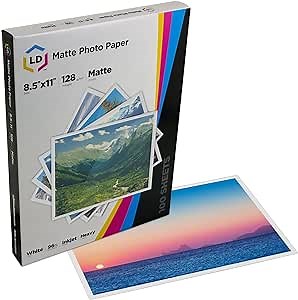 LD Products Heavy Coated Matte Inkjet Paper (8.5X11) 100 Sheet Bulk Pack - High Resolution Compatible with all Full Sheet Inkjet Photo Printer Models