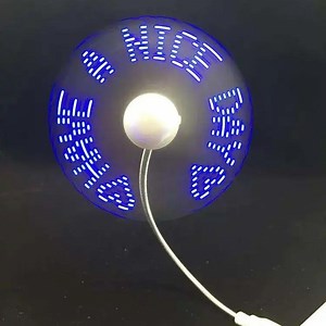 [Hot Item] Promotional Gift LED Message Programmable Flashing Light Fan USB Mini Fan