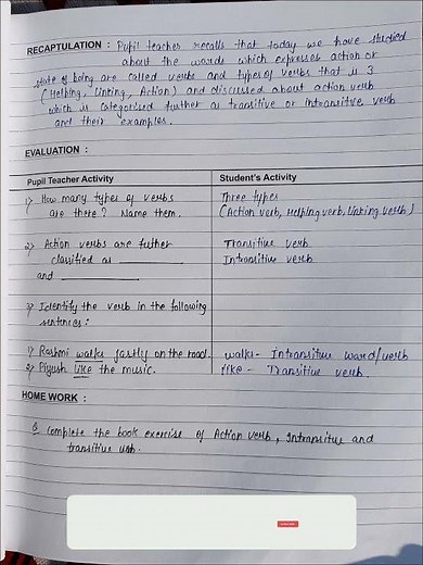 Lesson plan on verbs and its types | English | D.EL.ED B.ED | Takeover Study