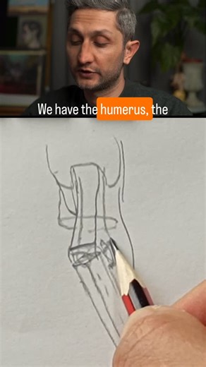 Fundamentalist Artschool on Instagram: "How to draw the Elbow, back view! Dont jump into the muscles, think about the bones, their connections and form. It becomes easier if you get the structure right. Watch this reel to learn how to make it more manageable. Follow for daily art fundamental reels. #artfundamentals #artclass #drawingpractice #artschool #draweveryday #arteducation #howtodraw #artistproblems #figuredrawing #gesturedrawing #onlineartclass"